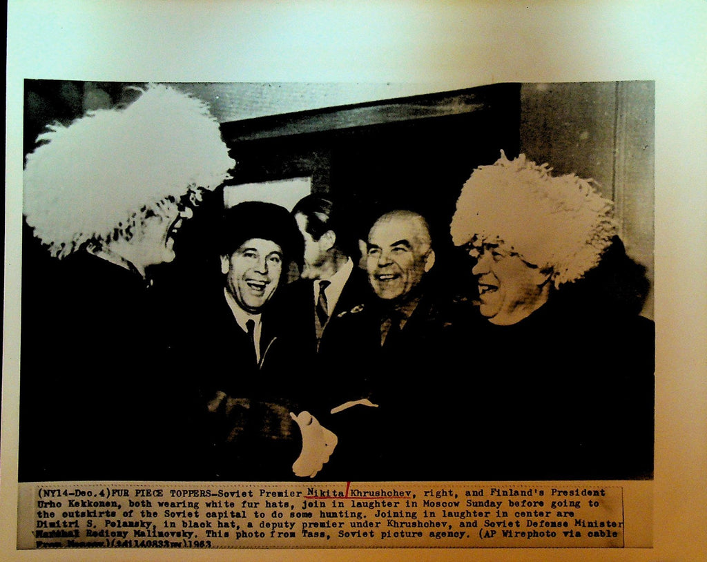 Nikita Khrushchev Wire Photo 1963 Finland Urho Kekkonen Dimitri Polansky0