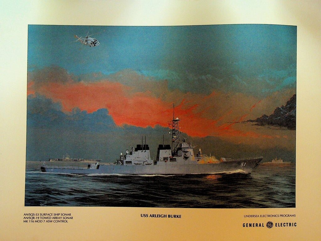 USS Arleigh Burke Print General Electric Undersea Electronics Program