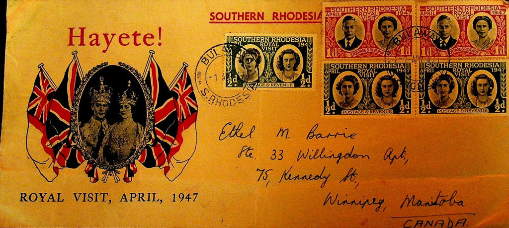 English Royal Visit to Southern Rhodesia Cover April 1947 King George VI0