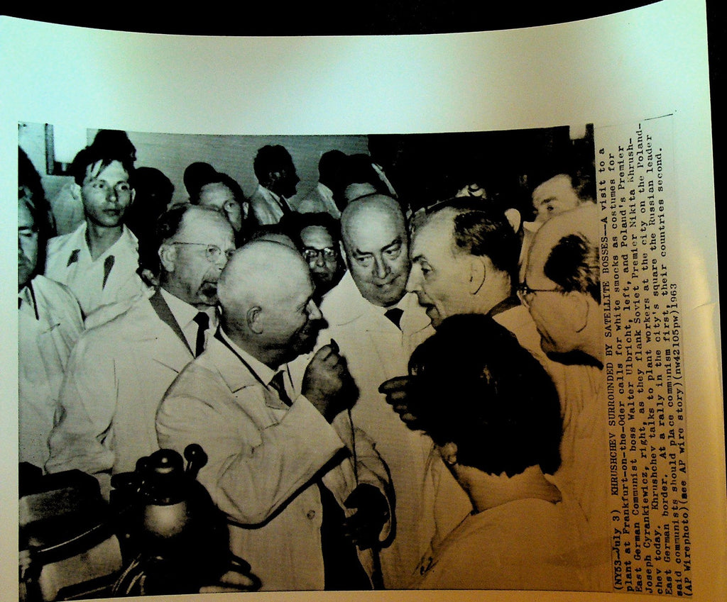 Nikita Khrushchev Wire Photo 1963 Walter Ulbricht Józef Cyrankiewicz0
