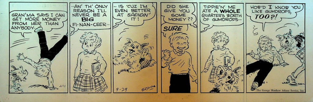Tippie & Cap Stubbs Original Comic Strip Art September 29 1964 Edwina Dumm