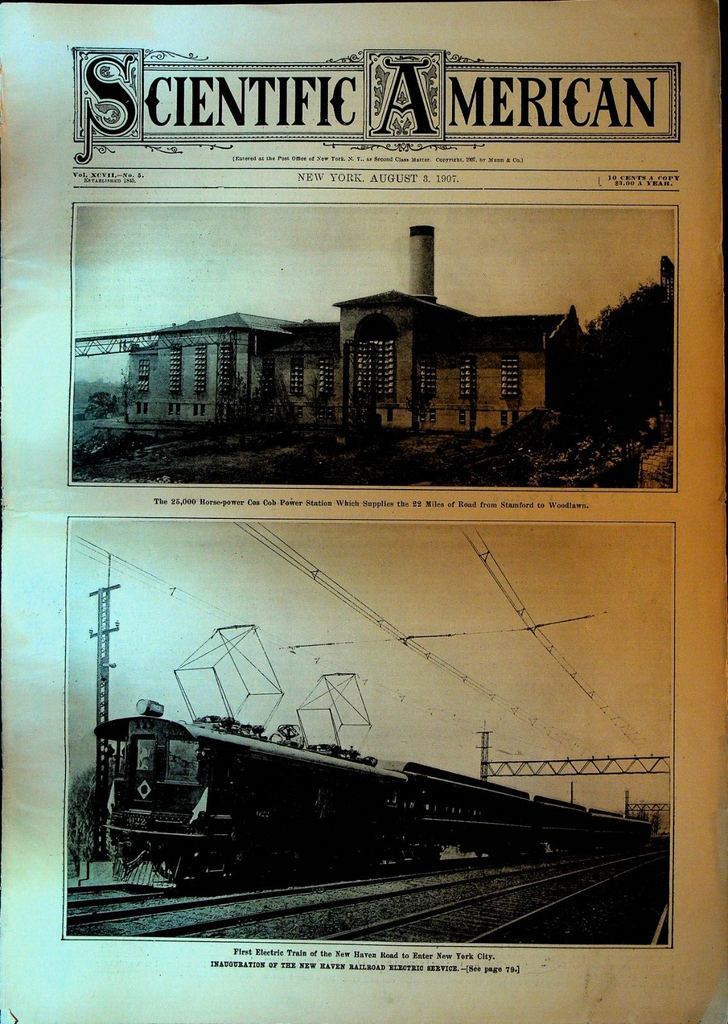 Scientific American Magazine August 3 1907 New Haven Railroad Electric Train