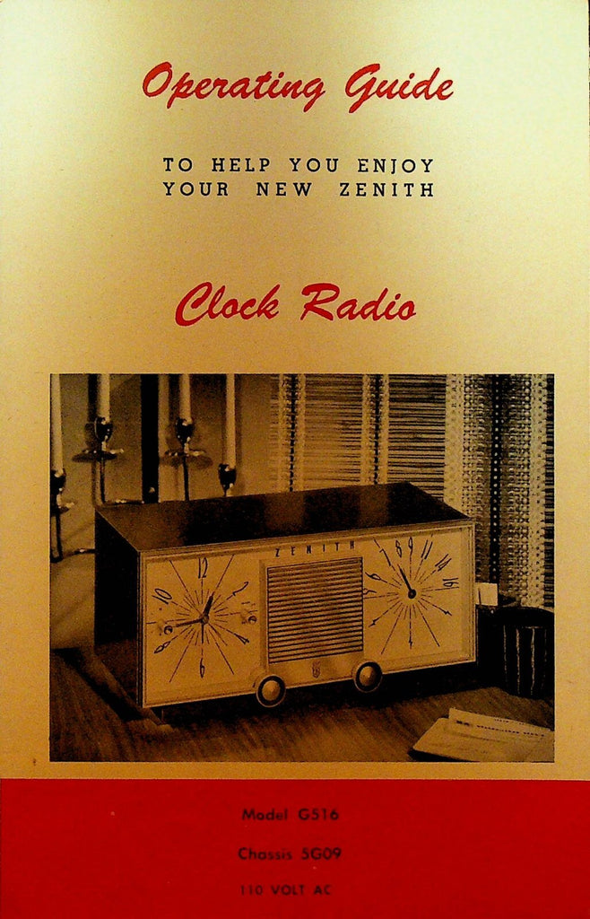 Zenith Clock Radio Model G516 Chassis 5G09 Operating Guide0