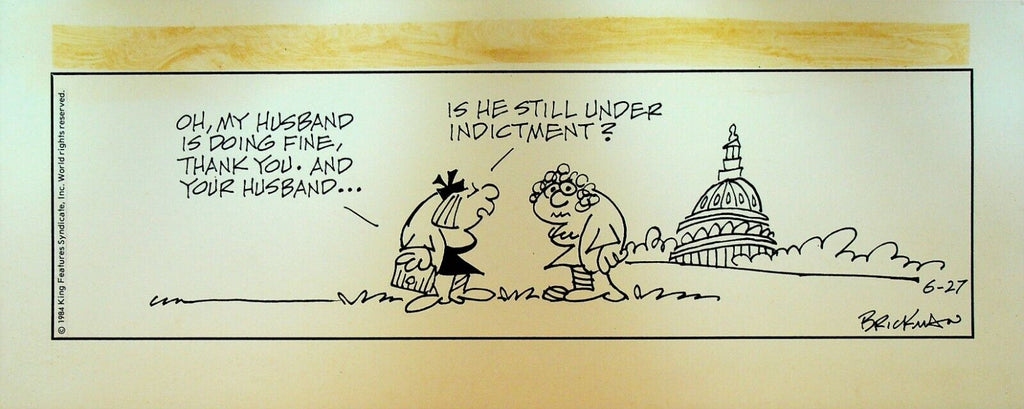 The Small Society Original Comic Strip Art June 27 1984 Husband Under Indictment