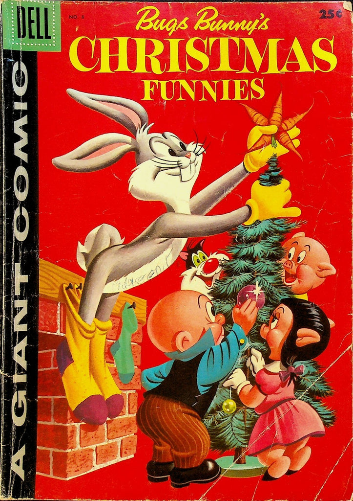 Bugs Bunny's Christmas Funnies Dell Giant 8 1957 Trimming Tree0