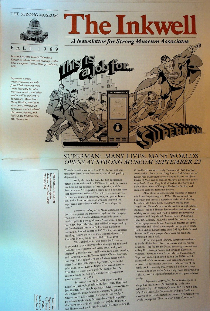 The Inkwell Strong Museum Newsletter Rochester NY Fall 1989 Superman
