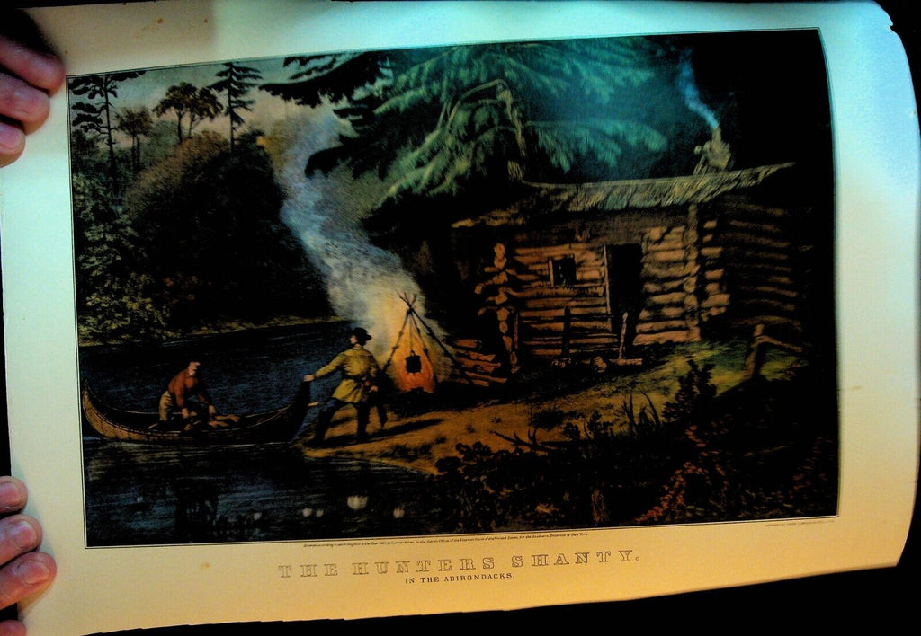 Currier & Ives Calendar Topper 1961 Hunter's Shanty in Adirondacks NY