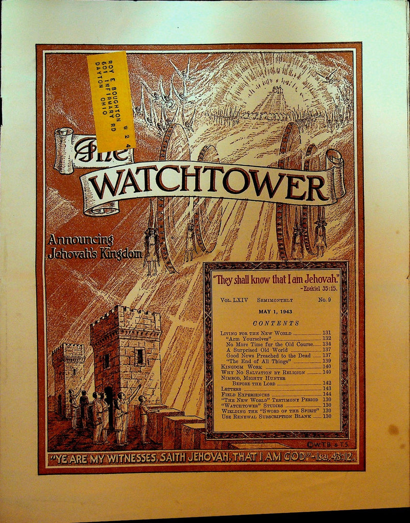 The Watchtower Magazine Jehovah's Witness May 1 1943 The New World0