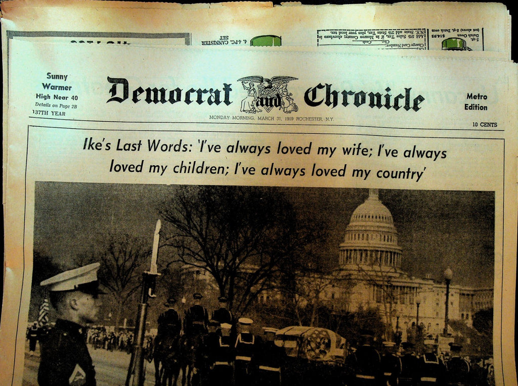 Rochester Democrat & Chronicle March 31 1969 Dwight Eisenhower Death0