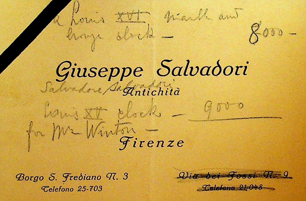 Giuseppe Salvadori Antiques Business Card 1930s Florence Italy Firenze0