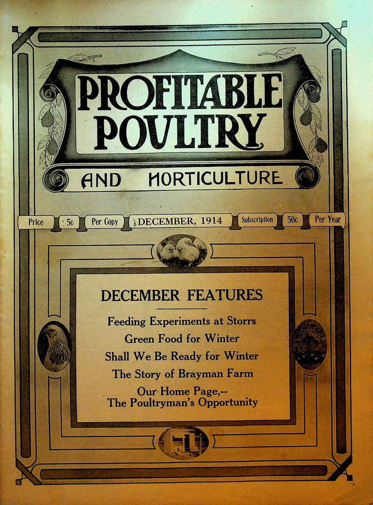 Profitable Poultry and Horticulture Magazine December 1914 Brayman Farm NH