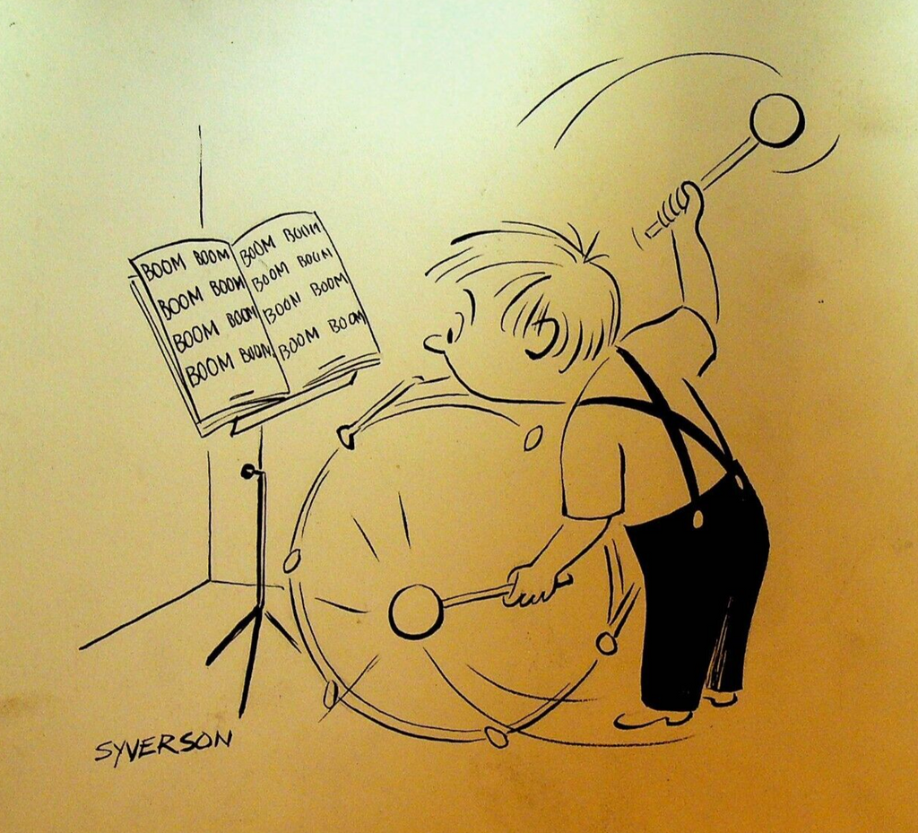 Henry S Syverson Original Art Boy Playing Drum Lessons