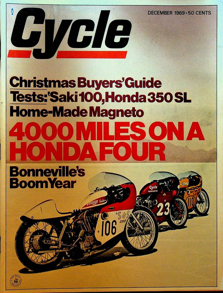 Cycle Magazine Motorcycles December 1969 Honda Bonneville Harley Kawasaki
