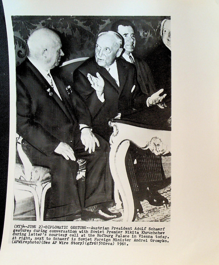 Nikita Khrushchev Wire Photo 1961 Austrian President Adolf Schaerf0