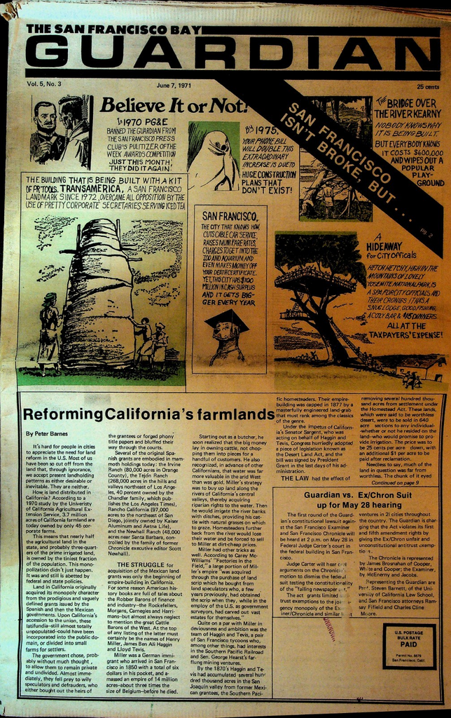 San Francisco Bay Guardian June 7 1971 Joseph Alioto Brother Manny0