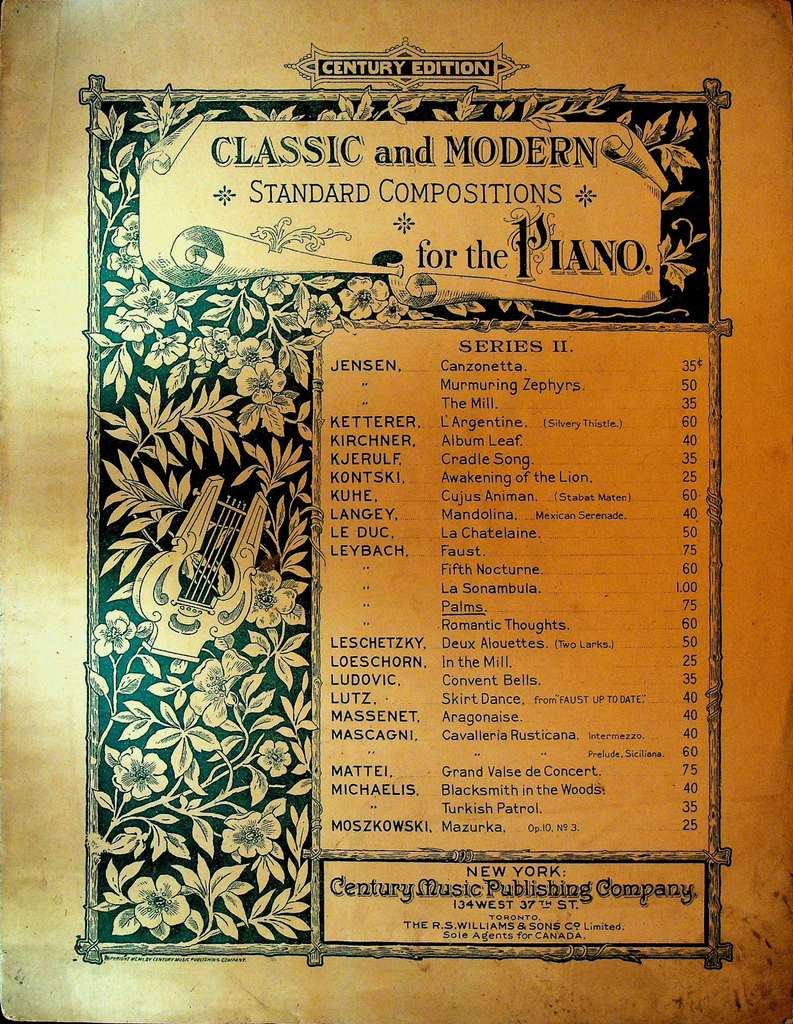 Palms Sheet Music Xavier Joseph Leybach ca 1905 Piano Composition0