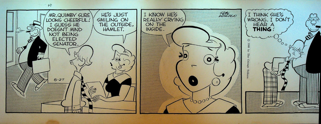 Lolly Original Comic Strip Art August 27 1960 Pete Hansen Not Elected Senator0