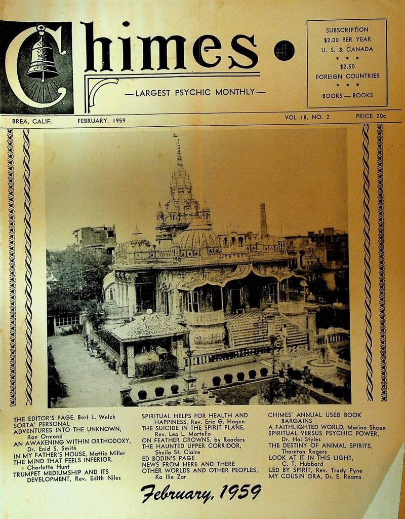 Chimes Magazine Psychic February 1959 Charlotte Hunt Ron Ormond Trudy Pyne
