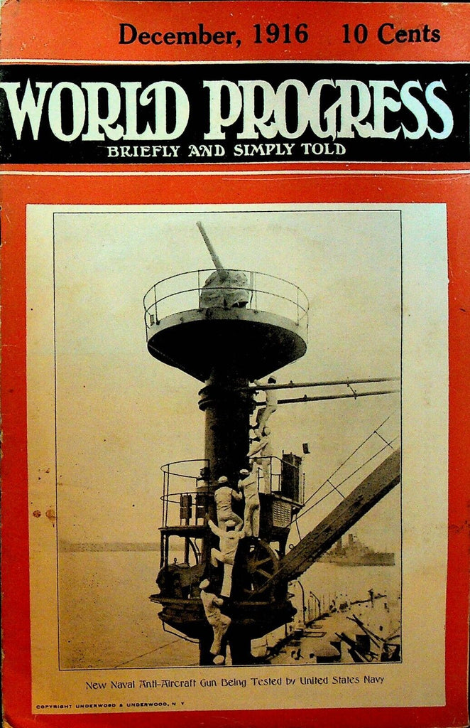 World Progress Magazine December 1916 Inventions US Navy Anti Aircraft Gun WWI