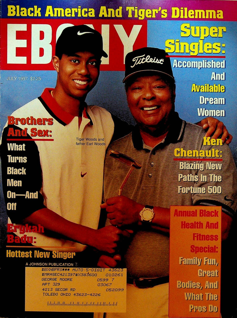 Ebony Magazine July 1997 Tiger Woods Jackie Robinson Erykah Badu0