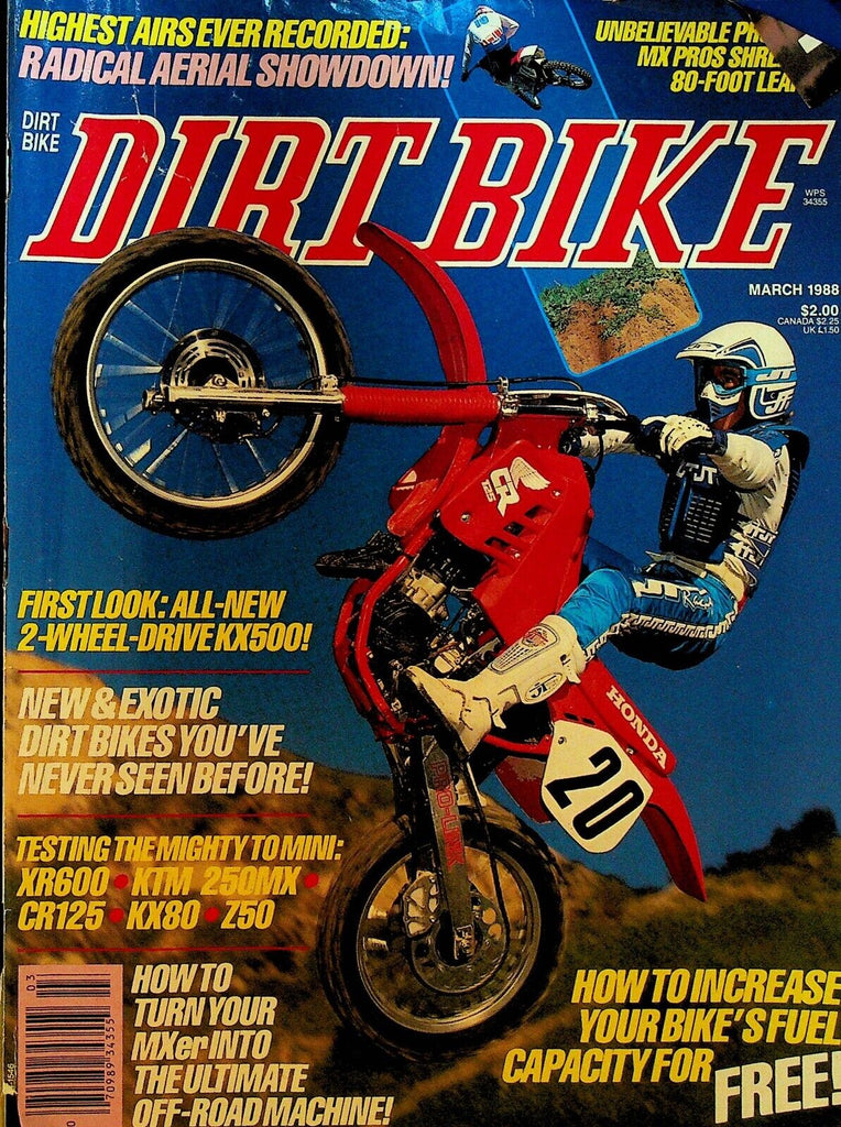 Dirt Bike Magazine March 1988 Al Baker Kawasaki KX500 KX80 Honda Z50R CR125R