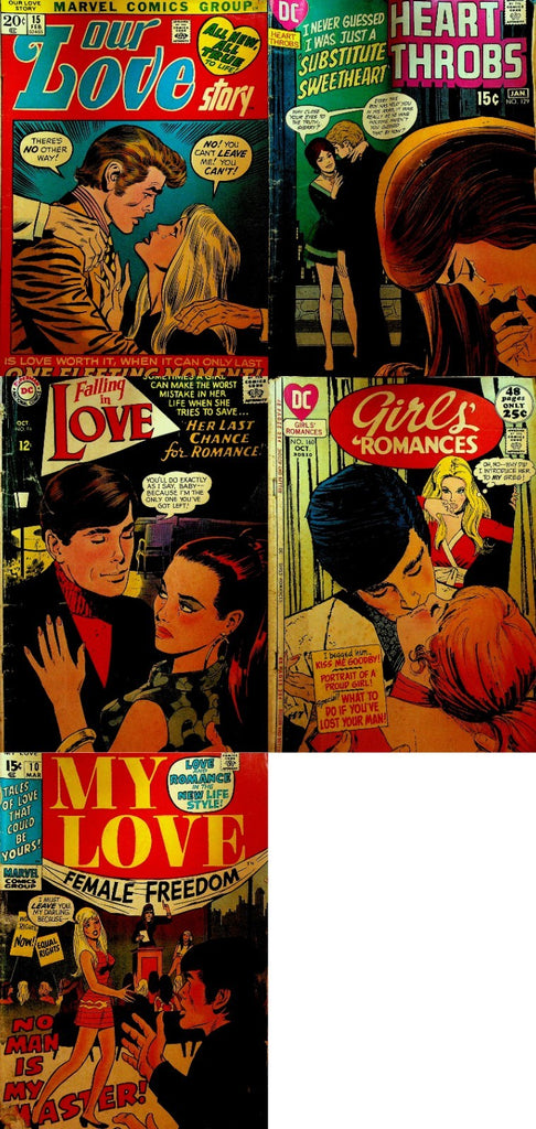 Marvel & DC Romance Comics Lot of 5 Bronze Age My Love Heart Throbs0
