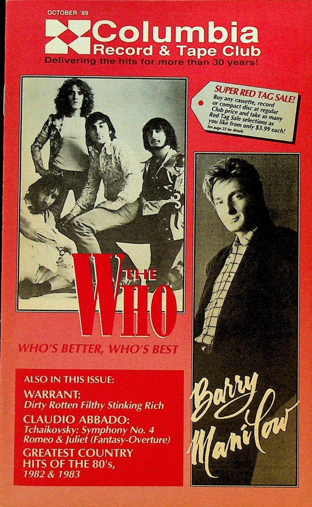 Columbia Record & Tape Club Catalog October 1989 The Who Barry Manilow0