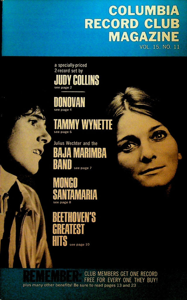 Columbia House Record Club Magazine 1968 Vol 15 #11 Donovan Judy Collins0