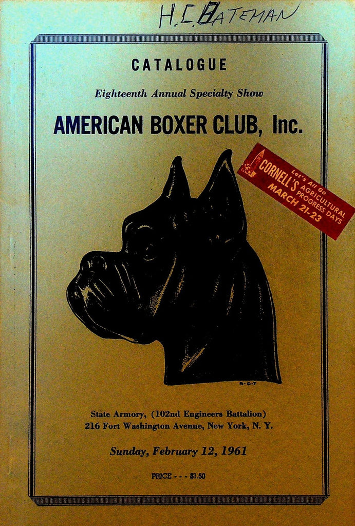 American Boxer Club Dog Show Catalogue 1961 New York City0