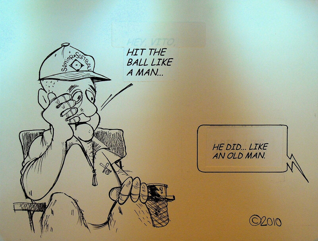 Bill Landis Original Cartoon Art The Villages Daily Sun 2010 Senior Softball