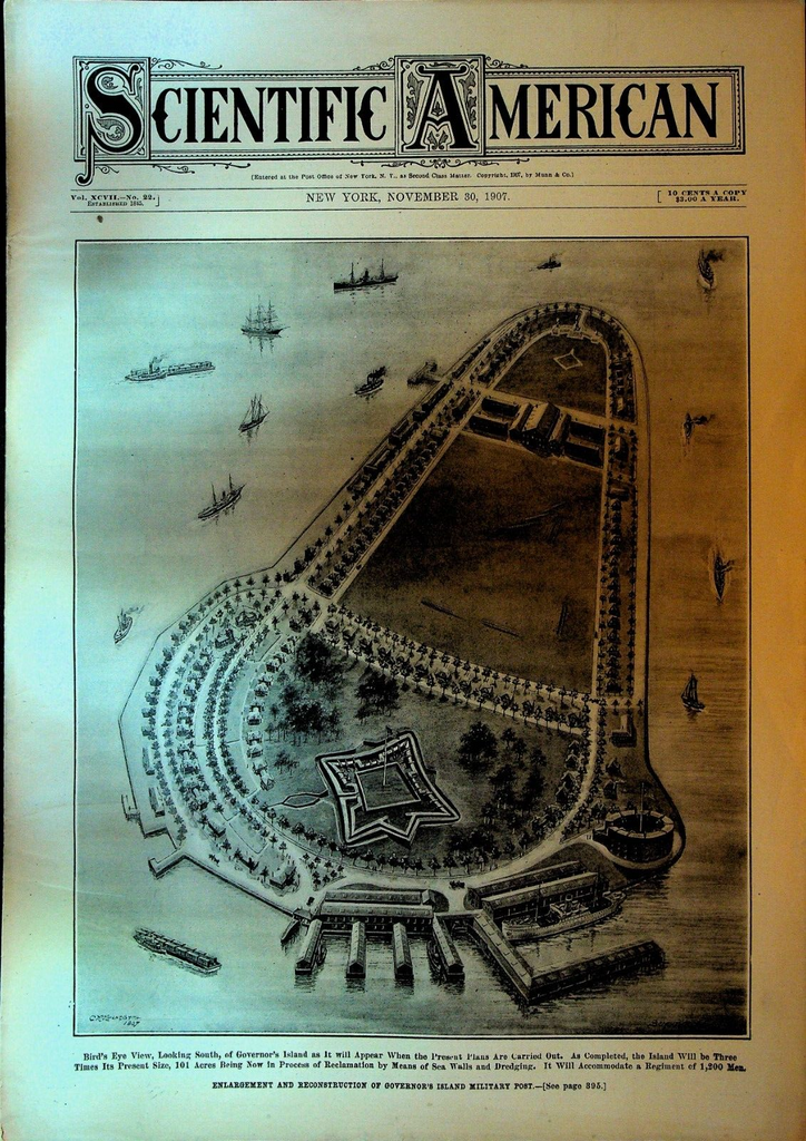 Scientific American Magazine November 30 1907 Governor's Island New York City