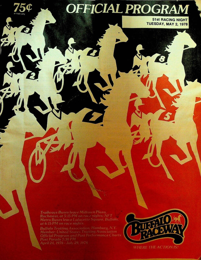 Buffalo Raceway Official Program Harness Racing Horses May 2 1978
