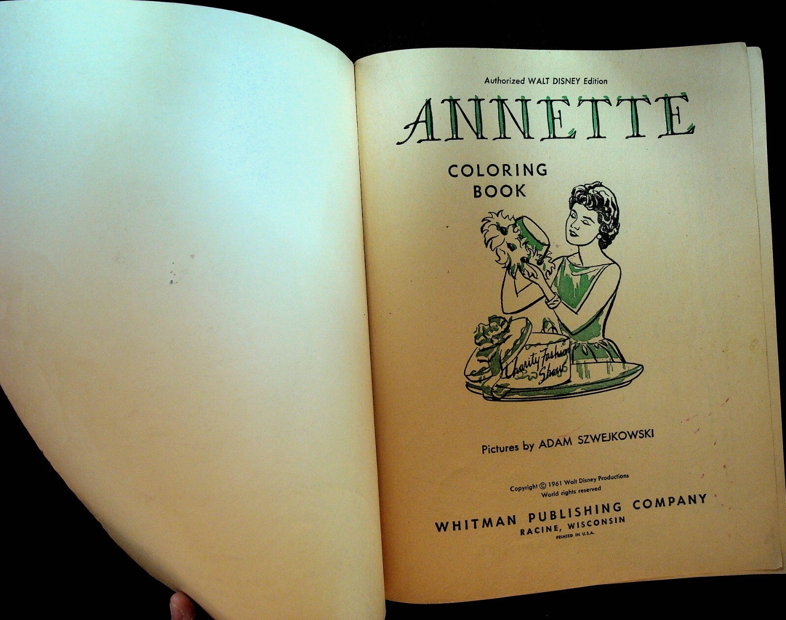 Walt Disney Annette Funicello Coloring Book 1961 Whitman Adam Szwejkow ...
