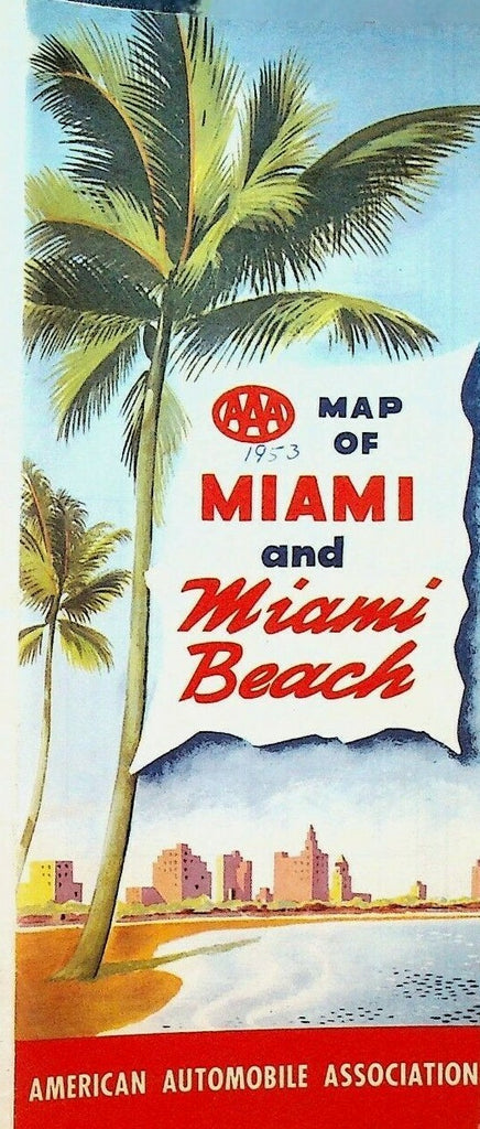 Miami Miami Beach Florida Triple A AAA Map 1953 American Automobile Association0