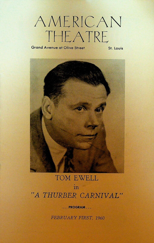 A Thurber Carnival Playbill February 1 1960 Tom Ewell Peggy Cass Paul Ford