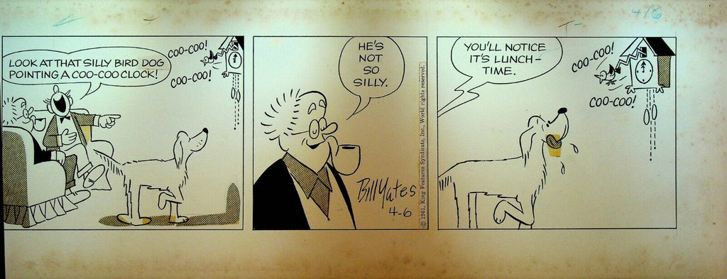 Professor Phumble Original Comic Strip Art Bill Yates April 6 1961 Cuckoo Clock