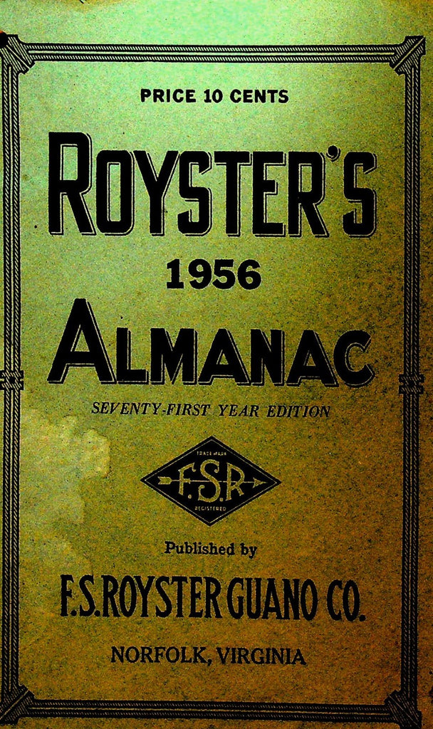 Royster's Almanac 1956 FS Royster Guano Norfolk Virginia0