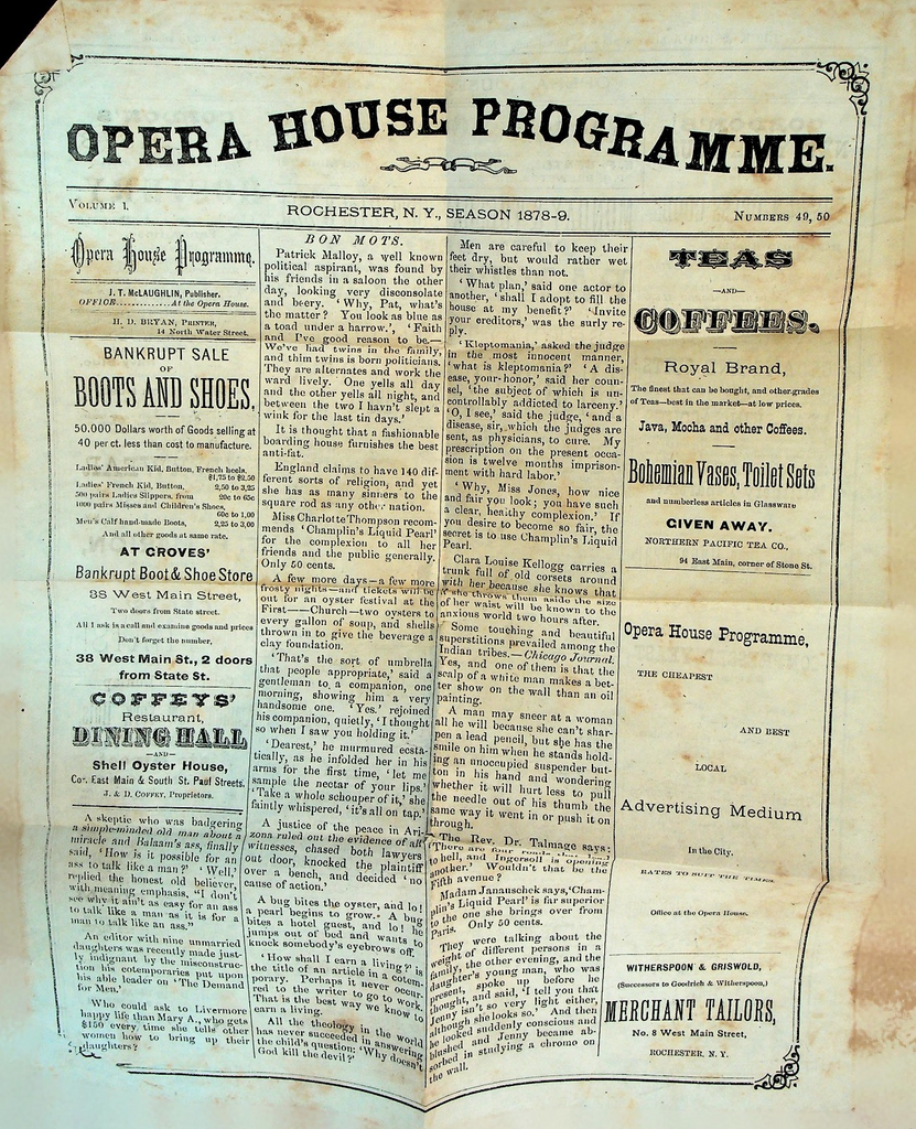 Humpty Dumpty Opera House Program Rochester NY October 21 1878 Tony Denier0