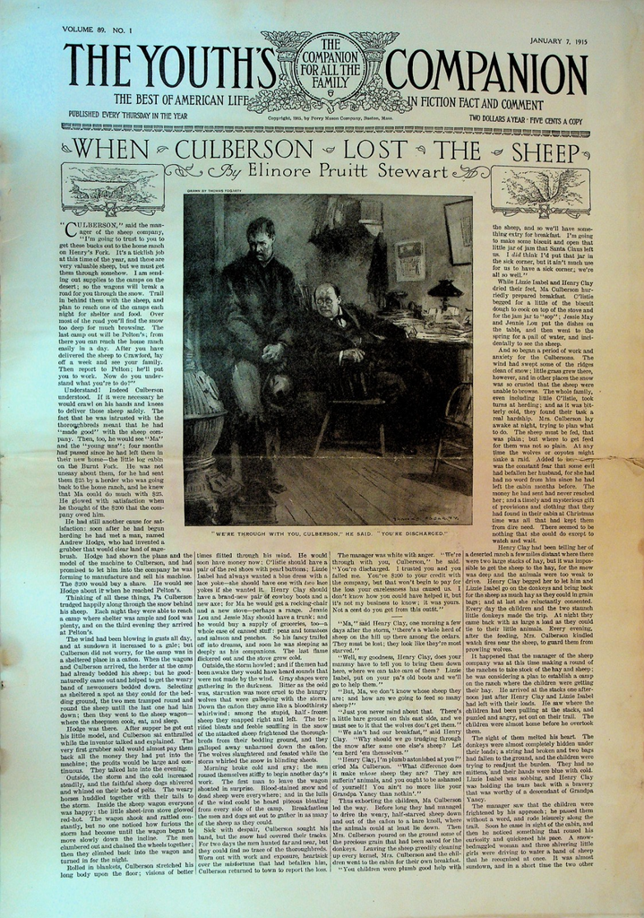Youth's Companion January 7 1915 Fisher Ames WWI Elinore Pruitt Stewart0