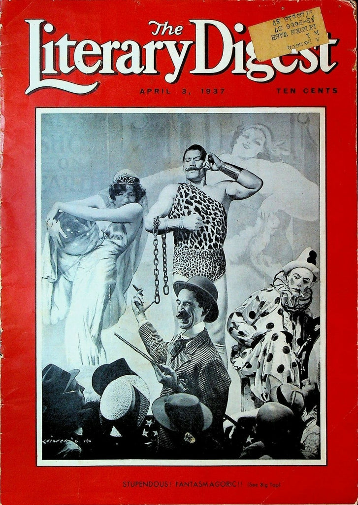 Literary Digest April 3 1937 Nehru Helen Hayes Circus Mae West Robert Taylor 0