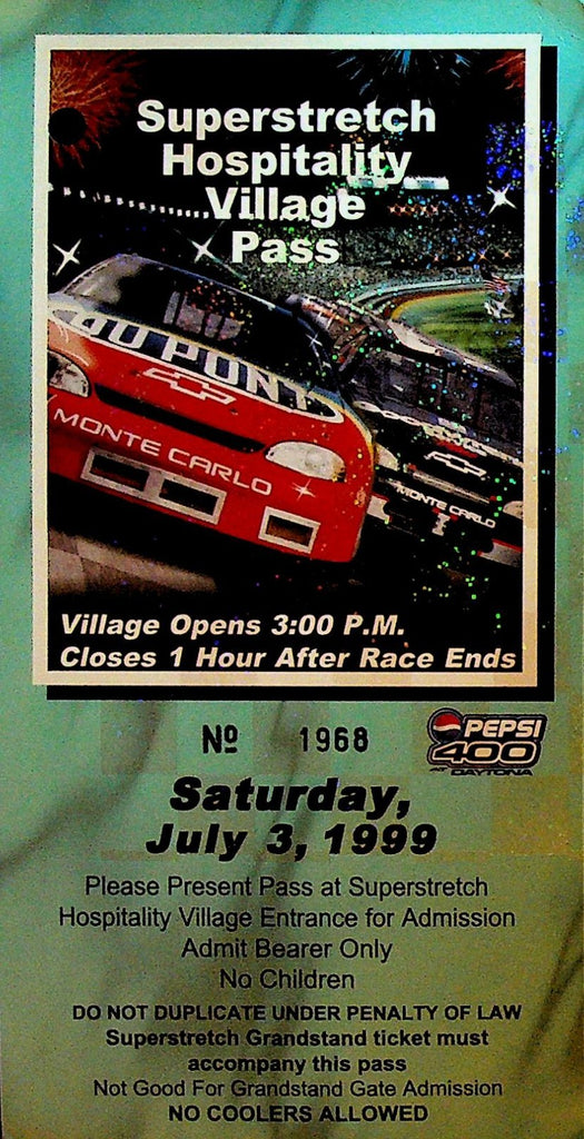 Pepsi 400 at Daytona NASCAR Superstretch Hospitality Village Pass July 3 19990