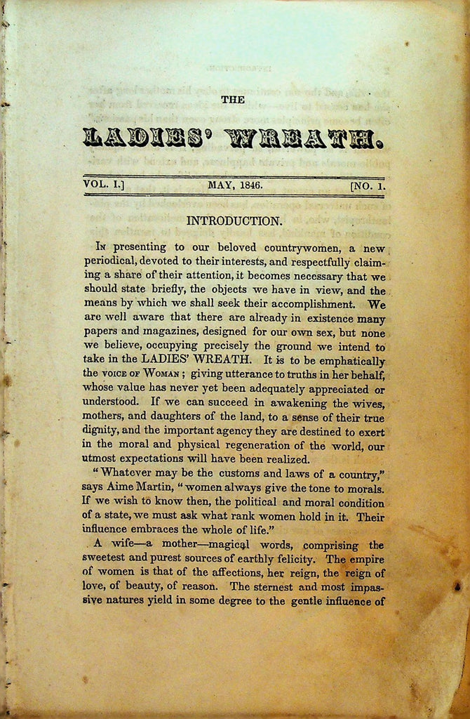 The Ladies Wreath May 1846 FIRST ISSUE Corinne Montgomery0