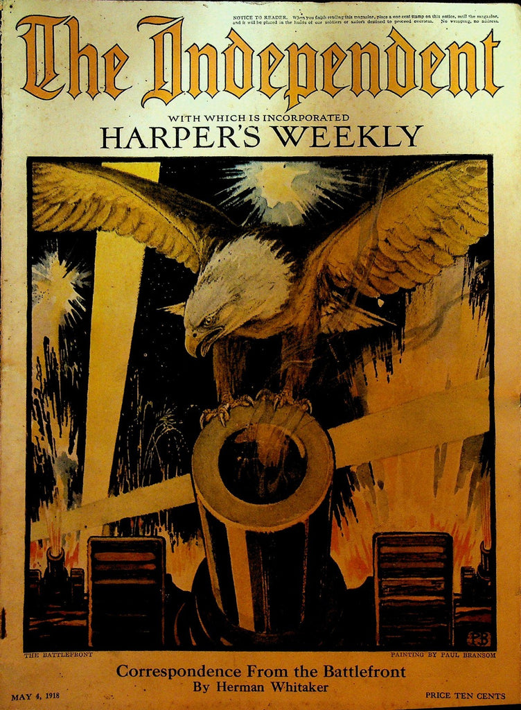 The Independent Magazine May 4 1918 WWI Patriotic Cover Navy Sky Pilot0