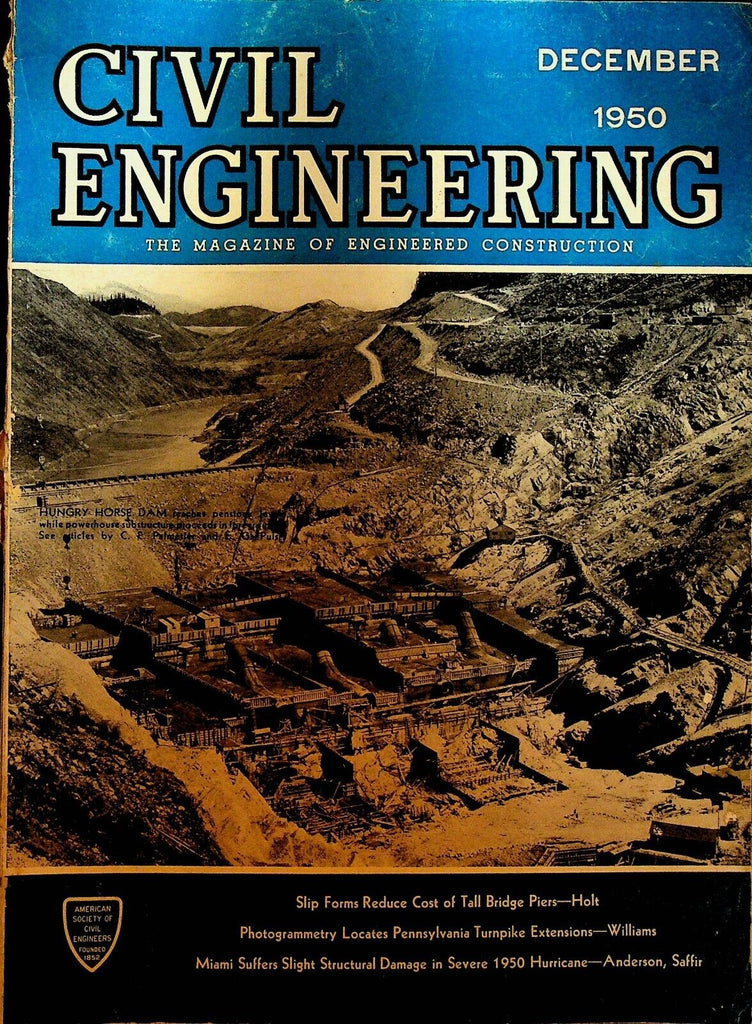 Civil Engineering Magazine December 1950 Hungry Horse Dam Montana
