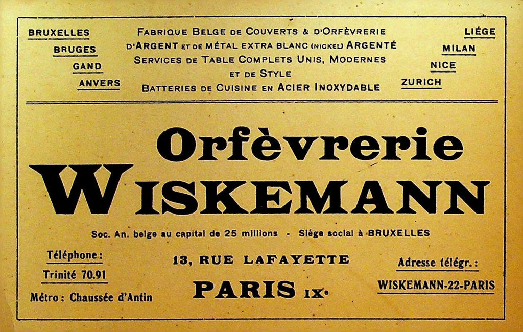 Orfevrerie Wiskemann Business Card 1930s Paris France Cutlery Silverware0