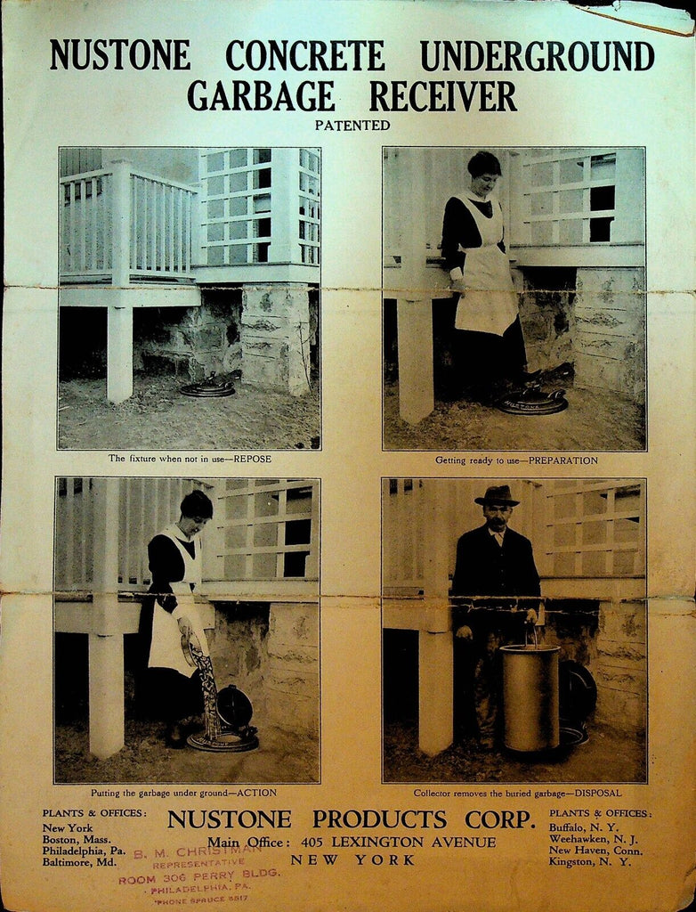 Nustone Concrete Underground Garbage Receiver Brochure 1920s