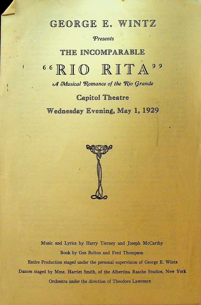 Rio Rita Playbill Capitol Theatre Concord NH May 1 1929 Jules Bennett0