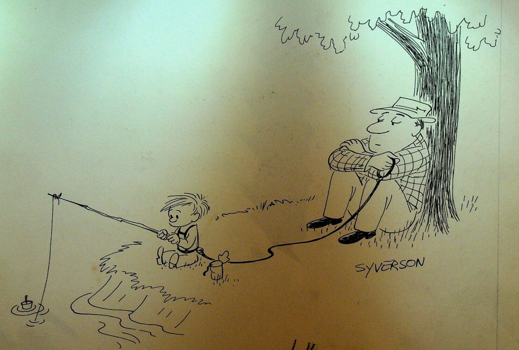 Henry S Syverson Original Man Fishing With Child