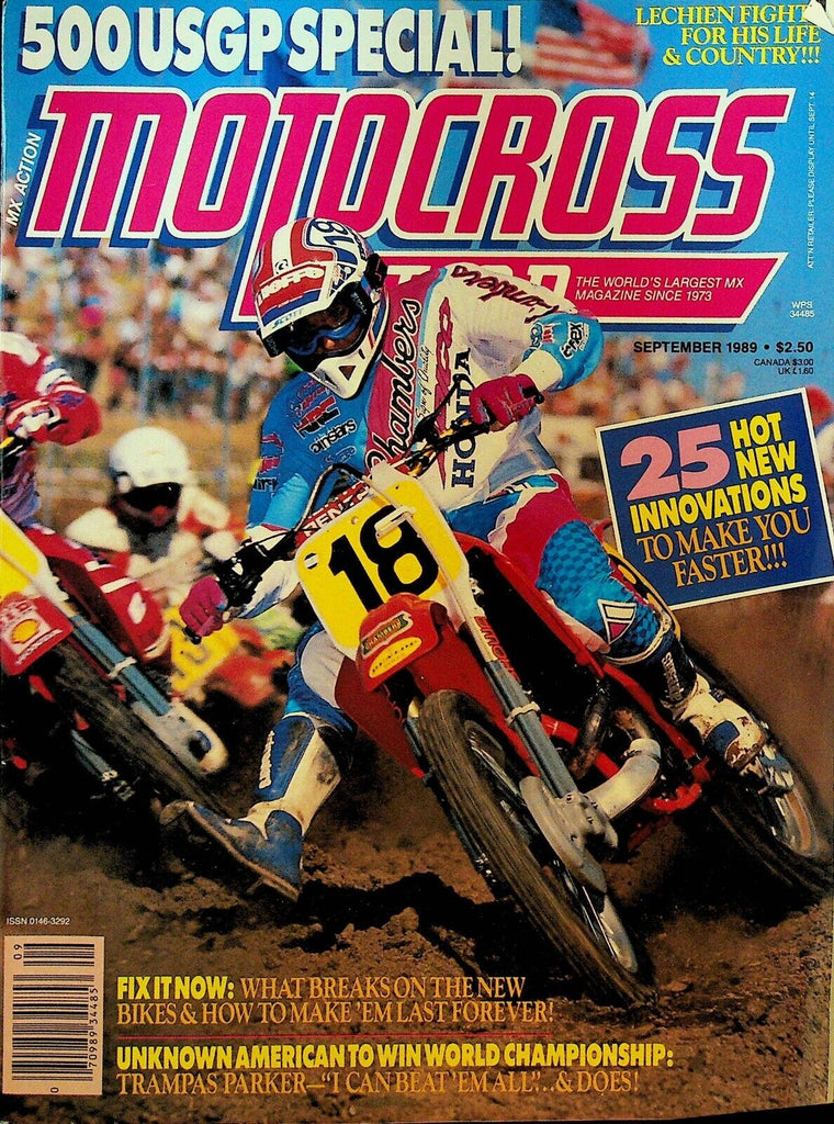 Motocross Action Magazine September 1989 Jeff Leisk Broc Glover Micky Dymond
