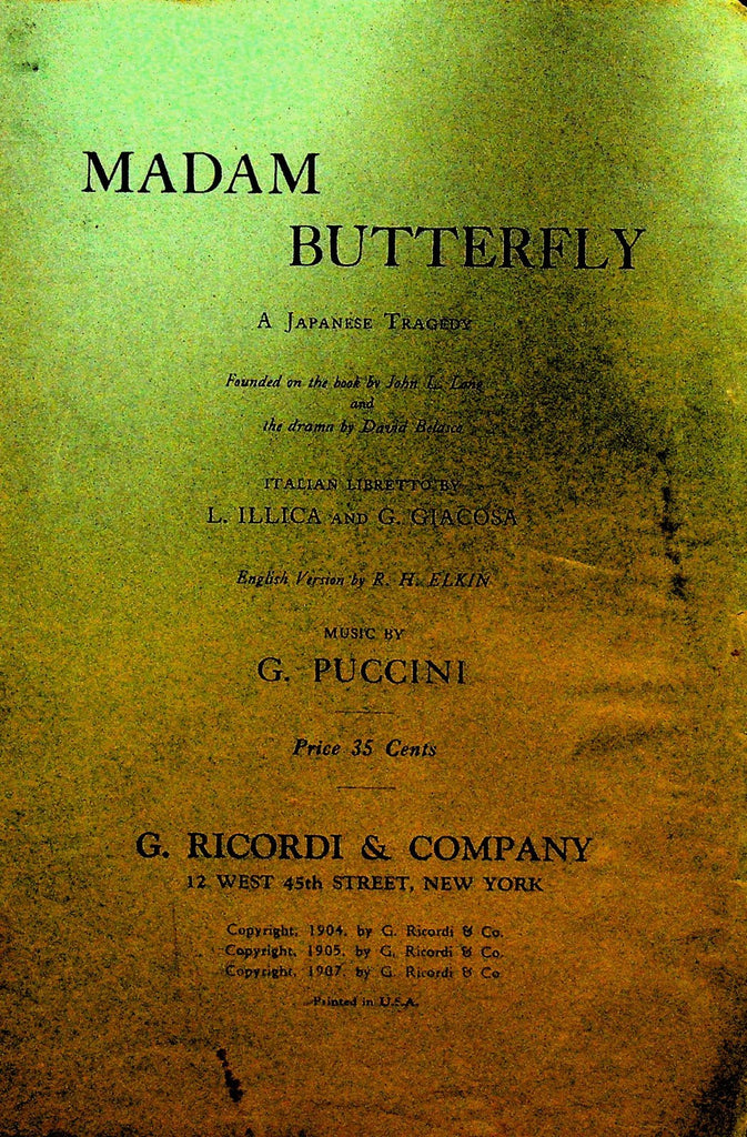 Madam Butterfly A Japanese Tragedy 1907 G Ricordi & Co Booklet0